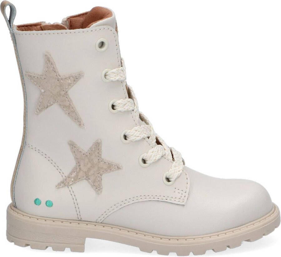 BunniesJR Bunnies JR 221861 903 Meisjes Biker Boots Beige Wit Leer Veters