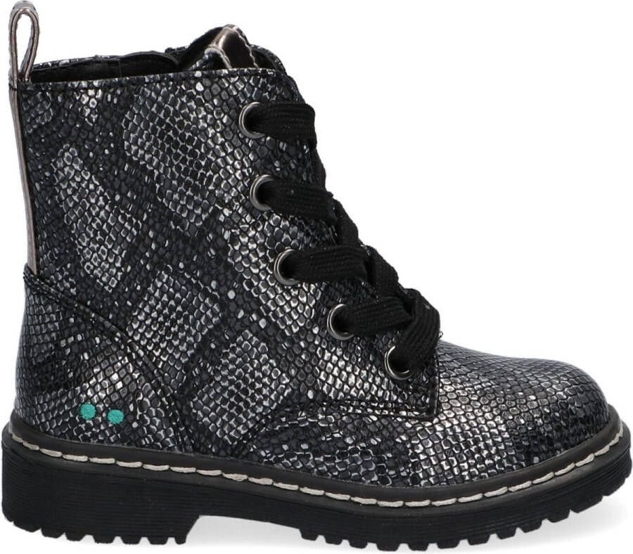 BunniesJR Bunnies JR 221932-792 Meisjes Biker Boots Zilver Print Imitatieleer Veters - Foto 11