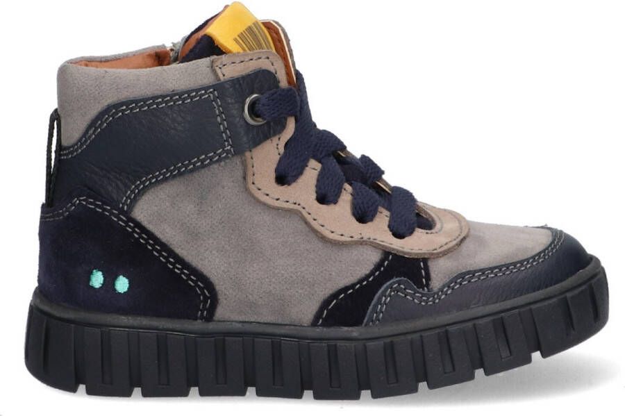 BunniesJR Bunnies JR 222660-520 Jongens Hoge Sneakers Blauw Grijs Leer Veter
