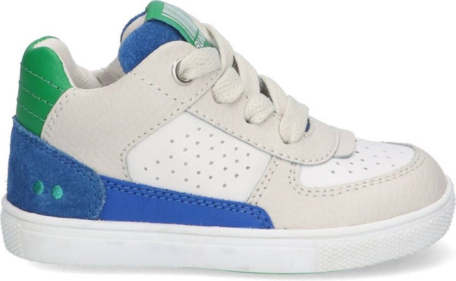 BunniesJR Bunnies JR 223303-523 Jongens Lage Sneakers Blauw Beige Wit Groen Leer Veters