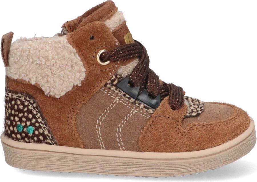 BunniesJR Pascal Pit suède veterboots cognac Bruin Jongens Suede Meerkleurig 22