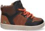 BunniesJR Bunnies JR 223750-589 Jongens Hoge Sneakers Zwart Bruin Oranje Suède Veters - Thumbnail 2