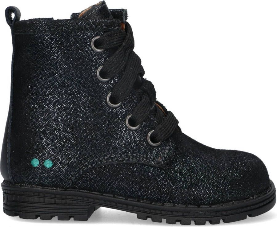 Bunnies Teuntje Trots suède veterboots met glitters blauw Meisjes Suede 28