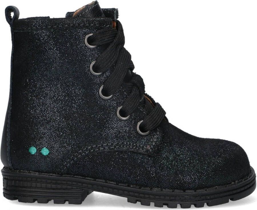 Bunnies Teuntje Trots suède veterboots met glitters blauw Meisjes Suede 25