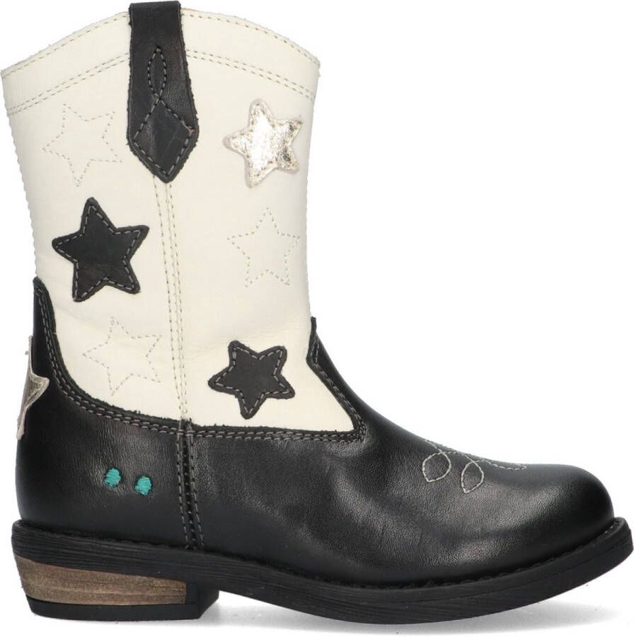 Bunnies JR 223826-589 Meisjes Cowboy Boots Zwart Wit Leer Ritssluiting