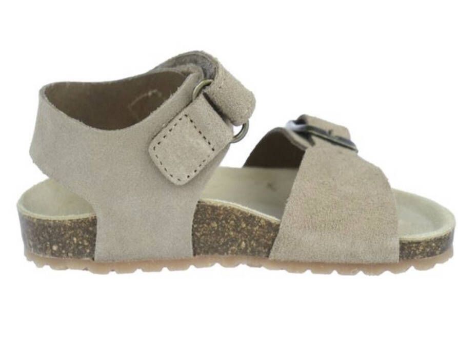 BunniesJR 225416-408 Jongens Platte Sandalen Taupe Imitatieleer Klittenband