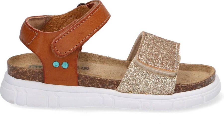 BunniesJR Bunnies JR Bregje Beach Meisjes Sandalen Bruin Goud Leer  Klittenband - Schoenen.nl