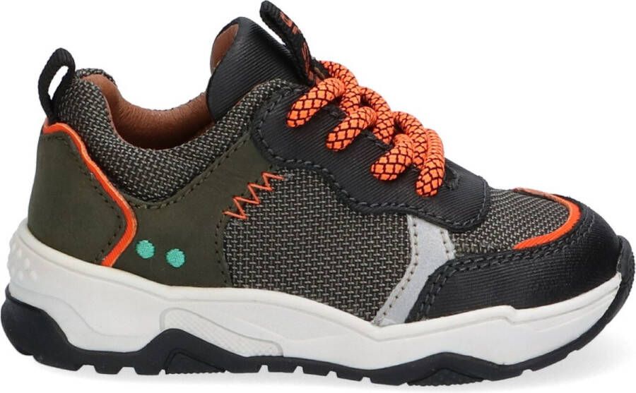 BunniesJR Bunnies JR Charlie Chunky Jongens Lage Sneakers Grijs Oranje Nubuck Veters