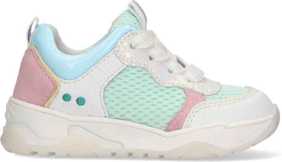 BunniesJR Bunnies JR Charlie Chunky Meisjes Lage Sneakers Wit Groen Leer Veters