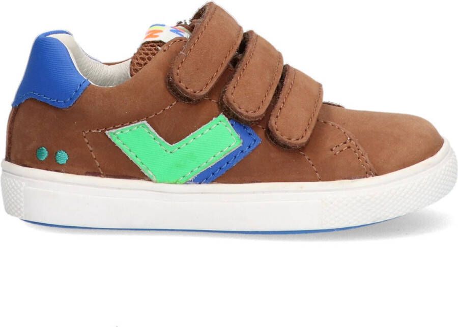 BunniesJR Bunnies JR Laurens Louw Jongens Lage Sneakers Bruin Leer Klittenband