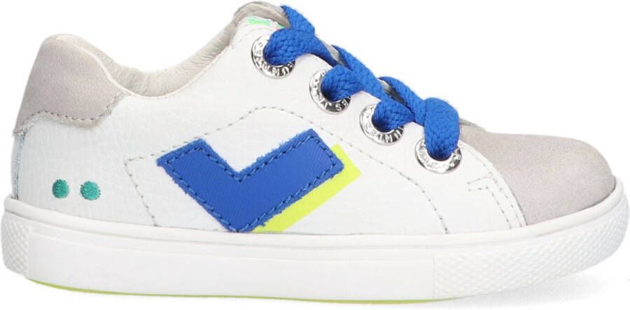 BunniesJR Bunnies JR Lucien Louw Jongens Lage Sneakers Wit Blauw Leer Veter