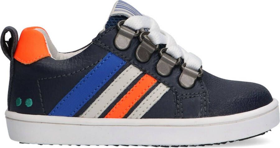 BunniesJR Bunnies JR Puk Pit Jongens Lage Sneakers Blauw Leer Veters