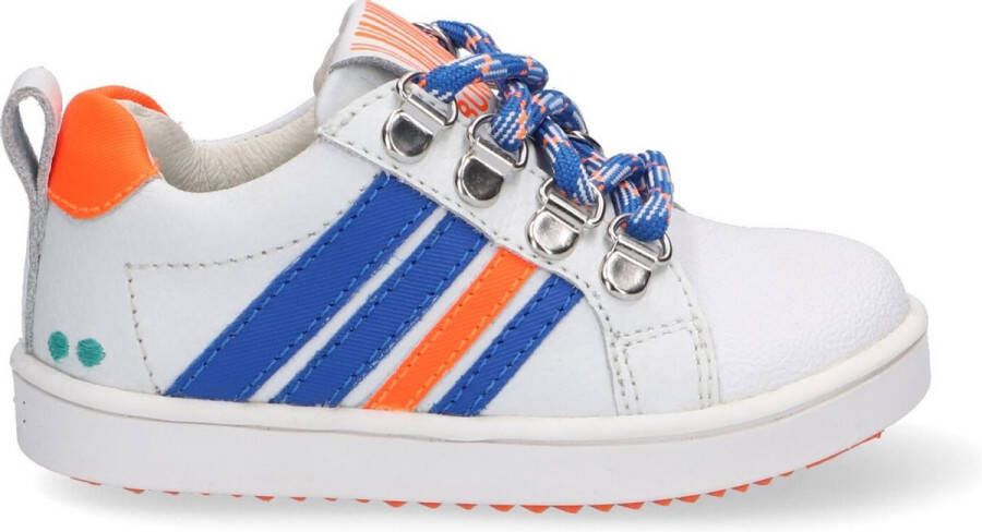 Bunnies JR Puk Pit Jongens Lage Sneakers Wit Leer Veters