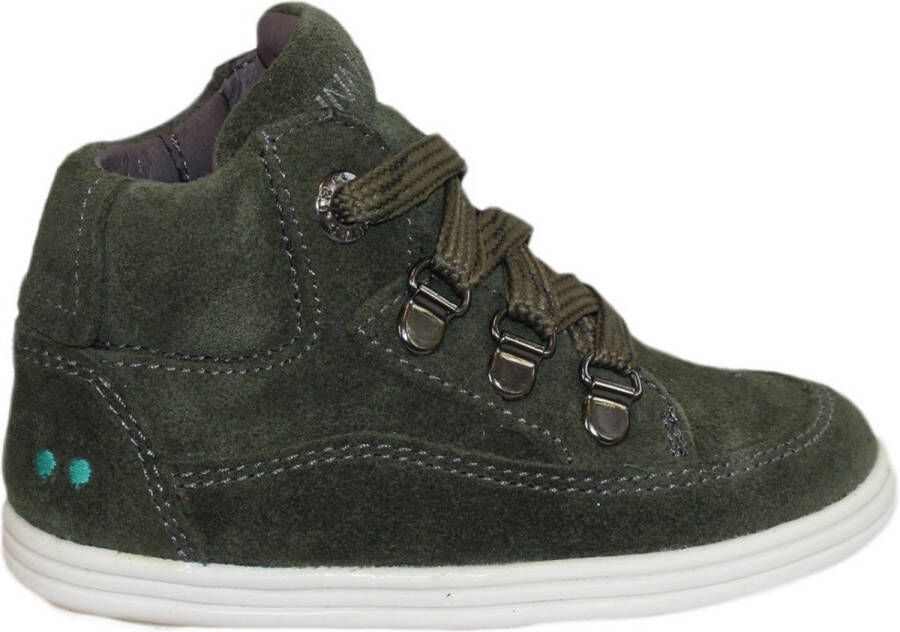 BunniesJR Bunnies JR Sjimmie Stoer Jongens Hoge Sneakers Groen Suède Veters
