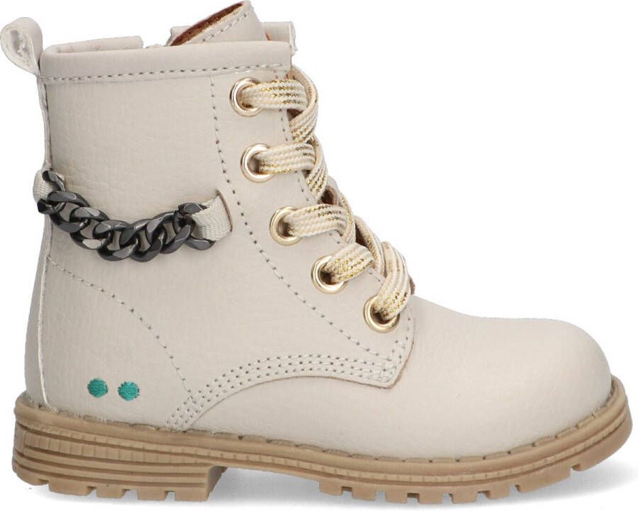 BunniesJR Bunnies JR Thijs Trots Meisjes Biker Boots Beige Leer Veters