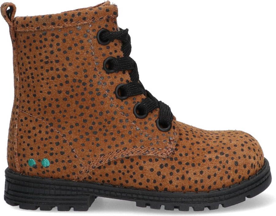 BunniesJR Bunnies JR Thijs Trots Meisjes Biker Boots Bruin Suède Veters