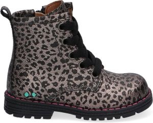BunniesJR Bunnies JR Thijs Trots Biker Boots Zilver Print Leer Veters