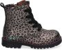 BunniesJR Bunnies JR Thijs Trots Meisjes Biker Boots Zilver Print Leer Veters - Thumbnail 1