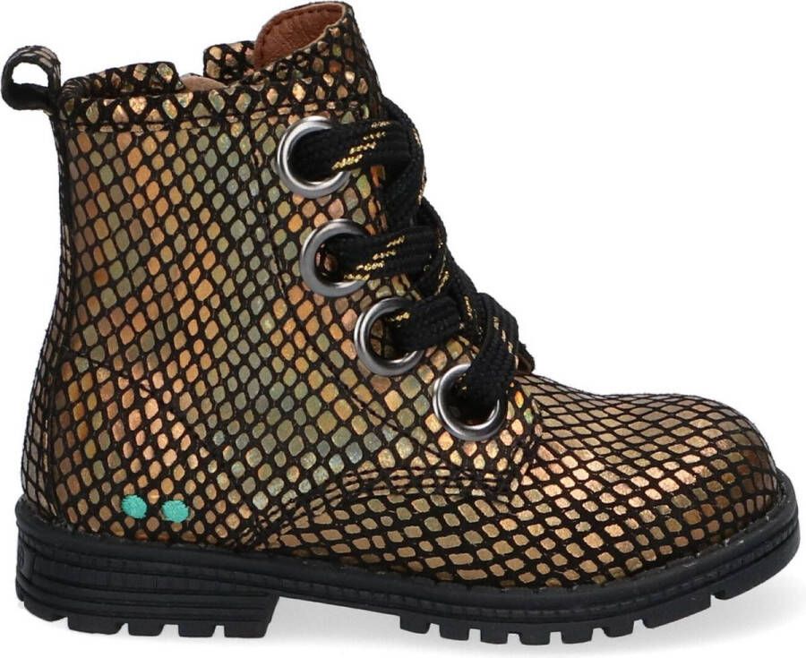 BunniesJR Bunnies JR Tosca Trots Meisjes Biker Boots Goud Leer Veters