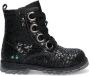 BunniesJR Bunnies JR Tosca Trots Meisjes Biker Boots Zwart Print Leer Veters - Thumbnail 1