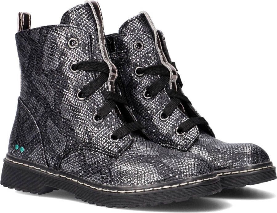 BunniesJR Bunnies JR 221932-792 Meisjes Biker Boots Zilver Print Imitatieleer Veters - Foto 7
