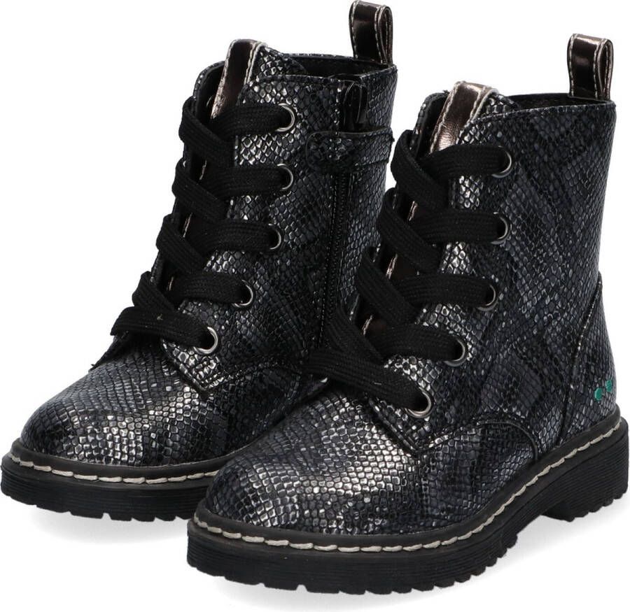 BunniesJR Bunnies JR 221932-792 Meisjes Biker Boots Zilver Print Imitatieleer Veters - Foto 3