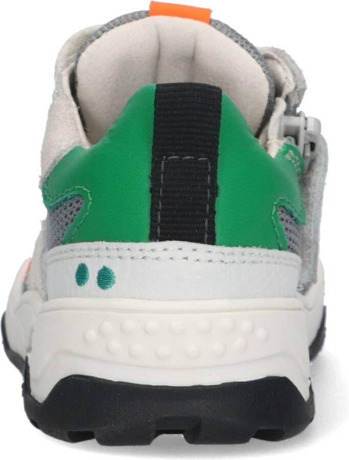 BunniesJR Bunnies JR 223374-600 Jongens Lage Sneakers Wit Grijs Groen Oranje Leer Veter - Foto 2