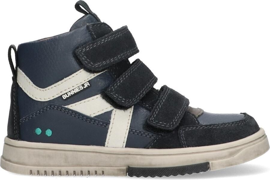 BunniesJR 224833-420 Jongens Hoge Sneakers Blauw Leer Klittenband