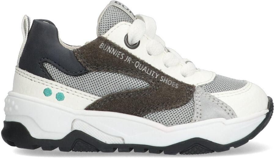 BunniesJR 225374-581 Jongens Lage Sneakers Grijs Blauw Wit Leer Veters