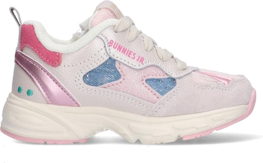 BunniesJR 226060-401 Meisjes Lage Sneakers Roze Leer Mesh Veters