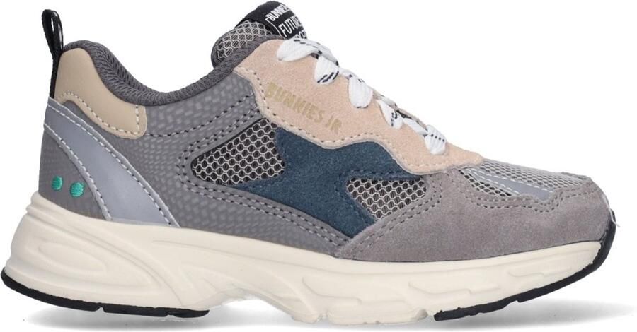 BunniesJR 226060-484 Jongens Lage Sneakers Grijs Leer Mesh Veters