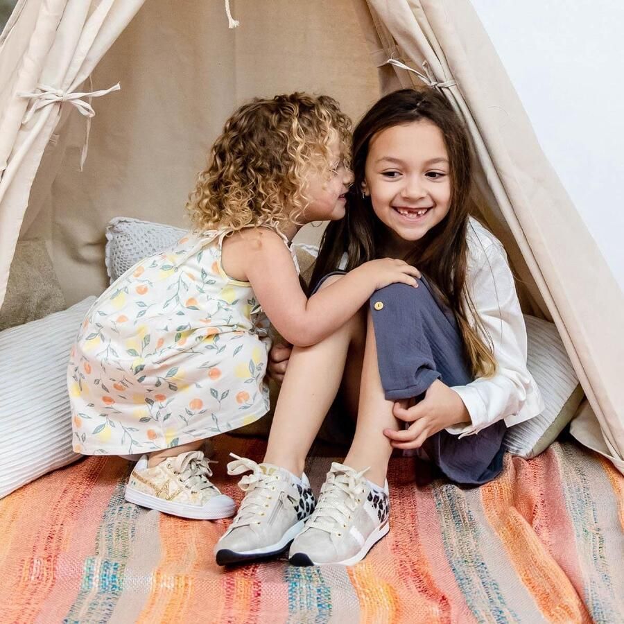 BunniesJR Bunnies JR 221480-994 Meisjes Lage Sneakers Beige Print Kunststof Veters - Foto 2