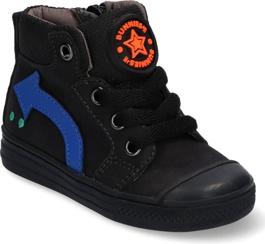 BunniesJR Bunnies JR 220630 589 Jongens Hoge Sneakers Zwart Leer Veters - Foto 2