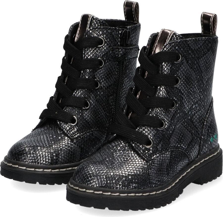 BunniesJR Bunnies JR 221932-792 Meisjes Biker Boots Zilver Print Imitatieleer Veters - Foto 4