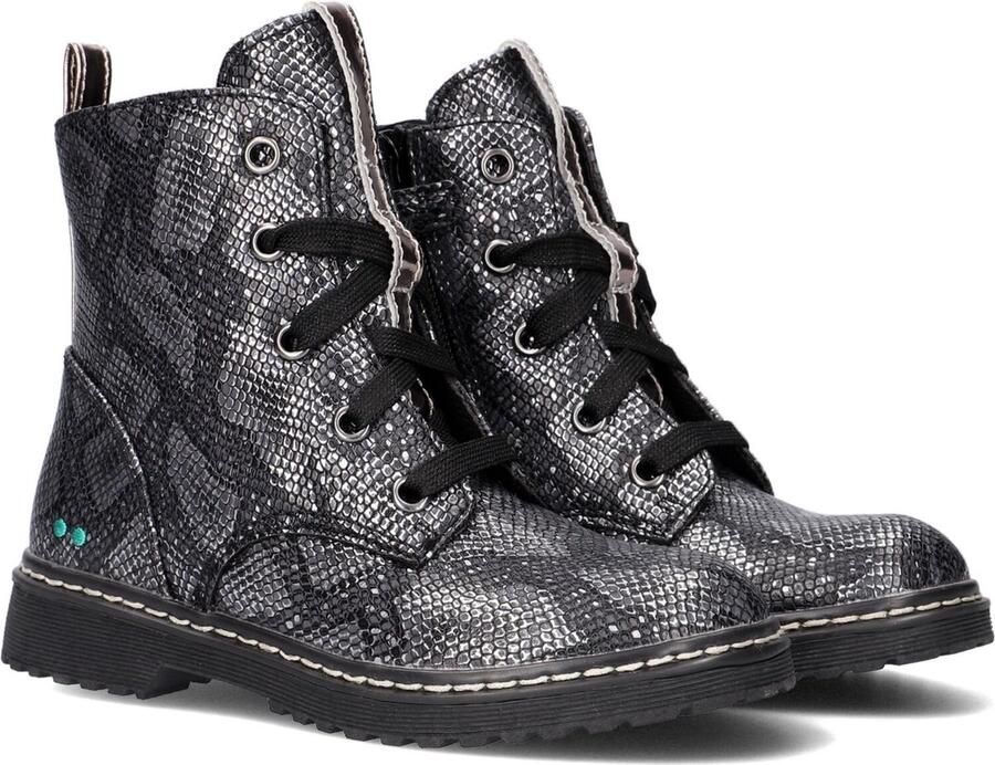 BunniesJR Bunnies JR 221932-792 Meisjes Biker Boots Zilver Print Imitatieleer Veters - Foto 8
