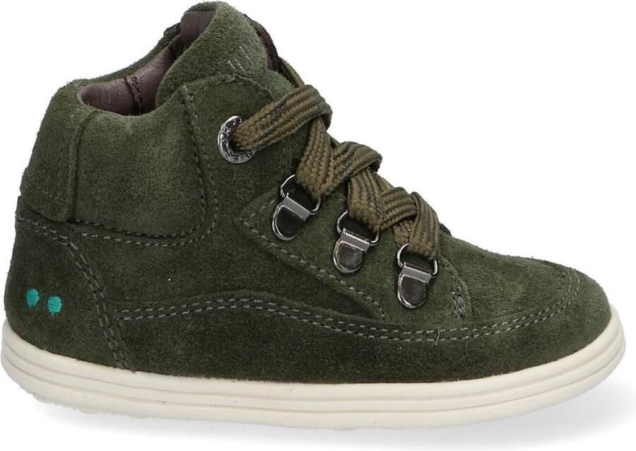 BunniesJR Bunnies JR Sjimmie Stoer Jongens Hoge Sneakers Groen Suède Veters