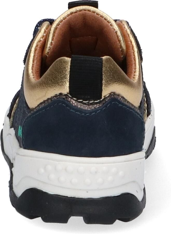 BunniesJR Bunnies JR Charlie Chunky Meisjes Lage Sneakers Blauw Goud Suède Veters - Foto 4