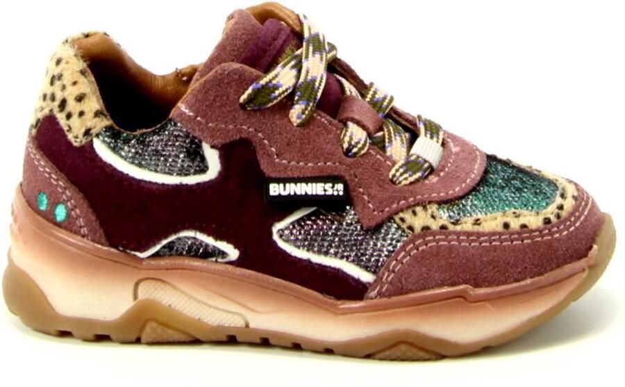 BunniesJR leren sneakers met dierenprint roze donkerrood - Foto 4