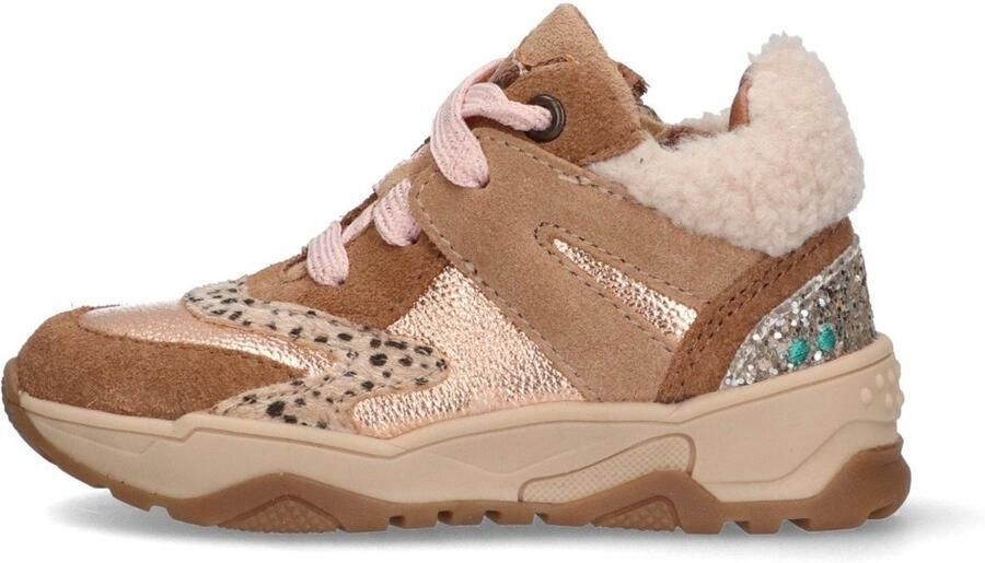 BunniesJR 225844-414 Meisjes Hoge Sneakers Bruin Leer Veters