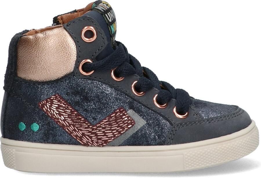 BunniesJR Bunnies JR 222711-529 Meisjes Hoge Sneakers Blauw Leer Veters