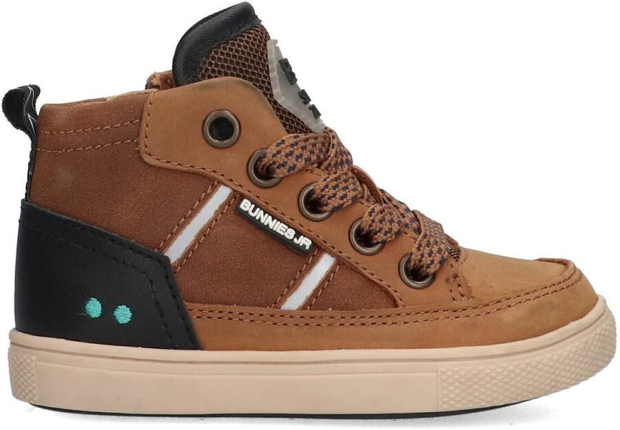 BunniesJR Levi Louw Jongens Hoge Sneakers Bruin Leer Veters