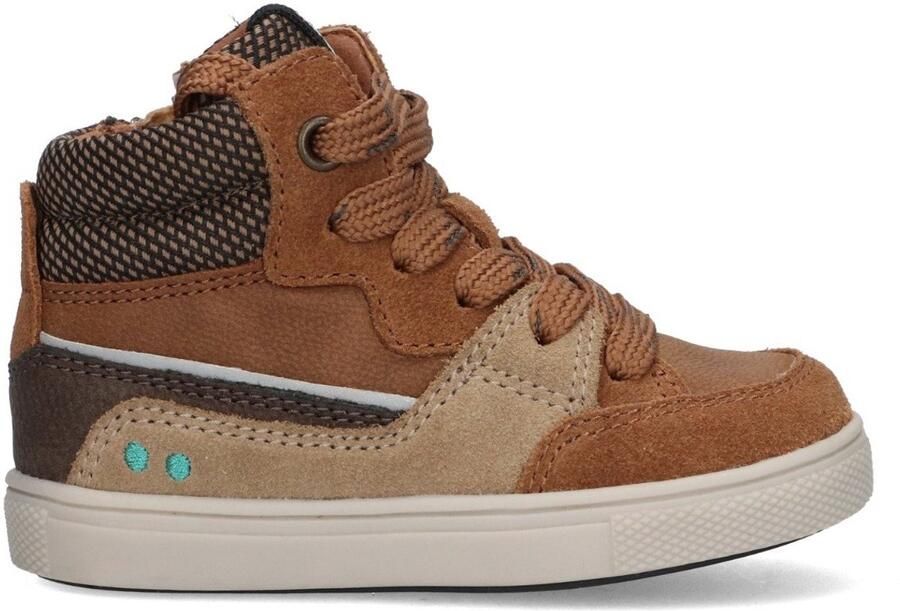 BunniesJR 225751-414 Jongens Hoge Sneakers Bruin Leer Klittenband
