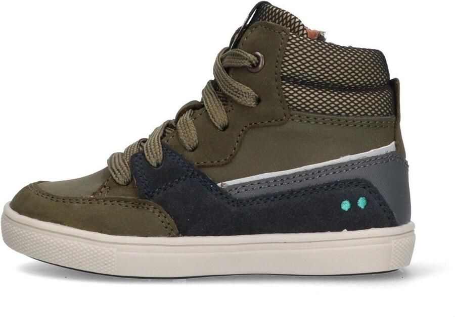 BunniesJR 225751-169 Jongens Hoge Sneakers Groen Leer Klittenband