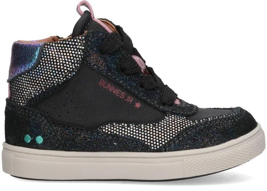 BunniesJR 225752-989 Meisjes Hoge Sneakers Zwart Leer Veters