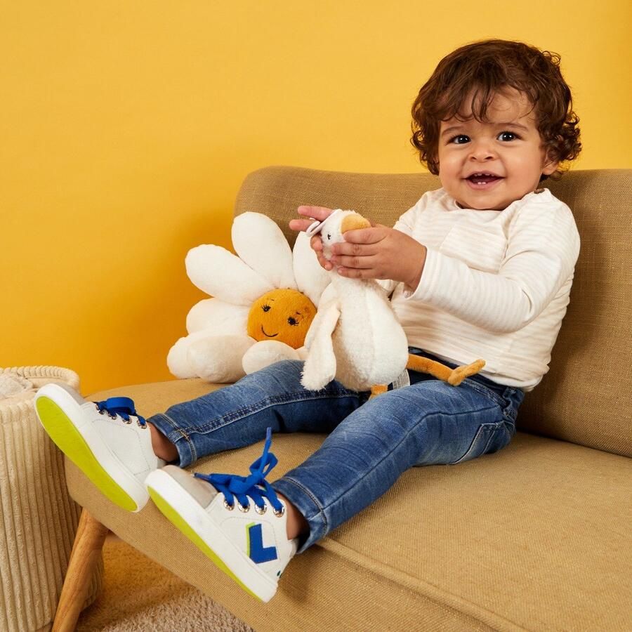 BunniesJR Bunnies JR Lucien Louw Jongens Lage Sneakers Wit Blauw Leer Veters - Foto 2