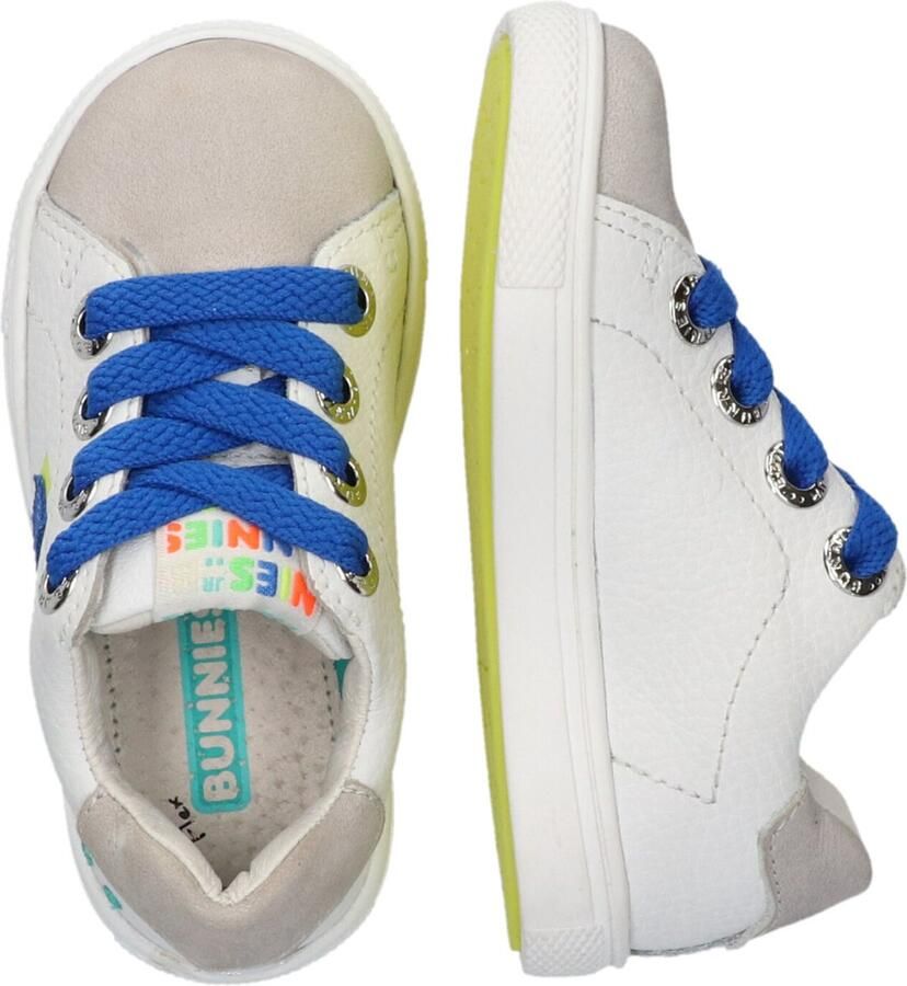 BunniesJR Bunnies JR Lucien Louw Jongens Lage Sneakers Wit Blauw Leer Veters - Foto 4