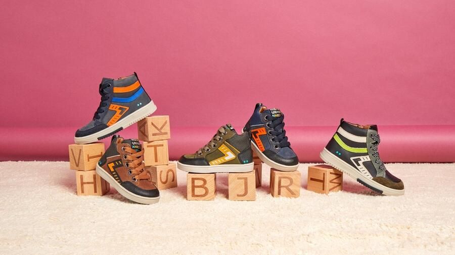 BunniesJR Bunnies JR 222832-589 Jongens Hoge Sneakers Zwart Groen Leer Veters - Foto 7