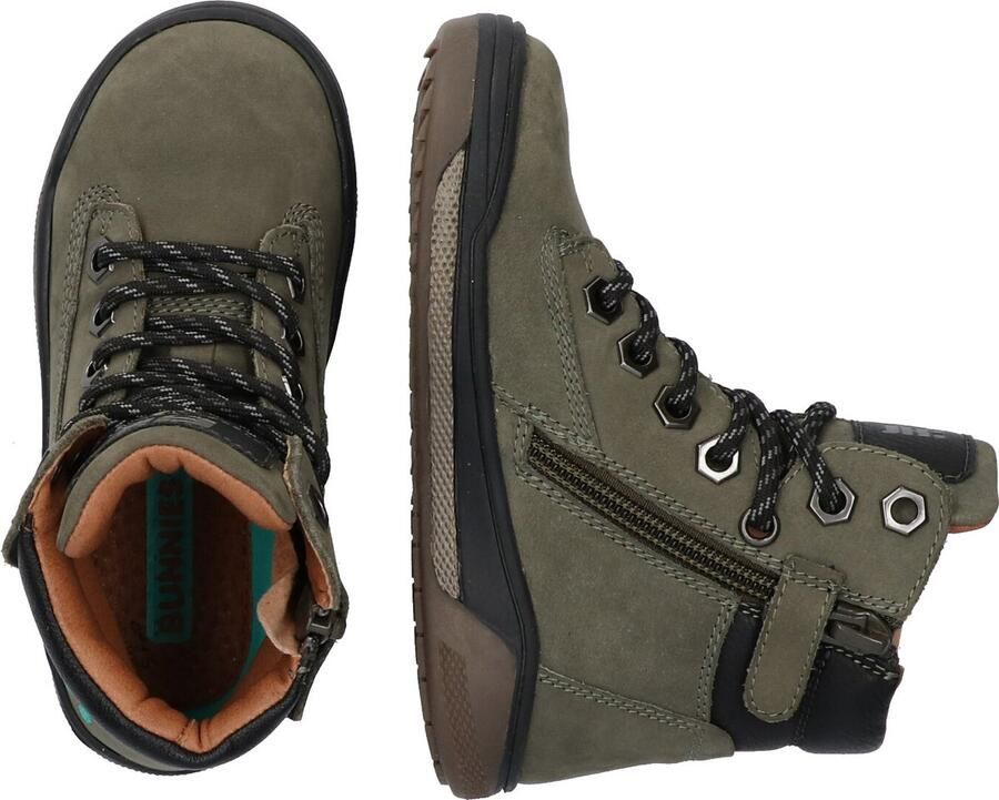 BunniesJR Bunnies JR Remco Rock Jongens Hoge Sneakers Groen Nubuck Veters - Foto 6