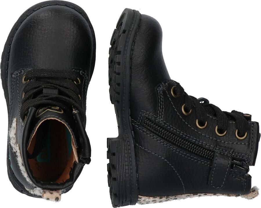 BunniesJR Bunnies JR Thijs Trots Meisjes Biker Boots Zwart Leer Veters - Foto 3