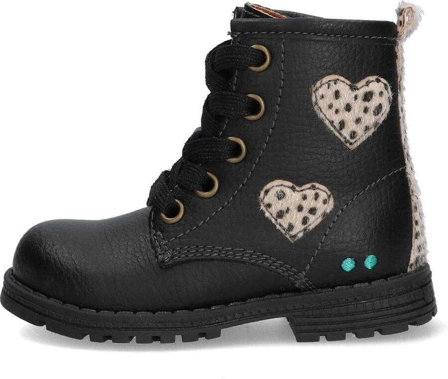 BunniesJR Bunnies JR Thijs Trots Meisjes Biker Boots Zwart Leer Veters - Foto 2